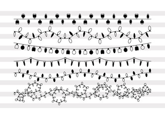 Fototapeta premium Light String SVG, Light Silhouette, Colorful Lights Svg, Wedding Lights, Fairy Lights, Decoration Lights, Light String Bundle, P0007