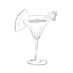 Cocktail Sketch Illustration. Hand Drawn. Summer Element.