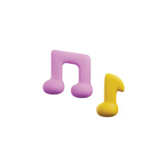 Colorful music notes in cute 3d style, vector illustration isolated on white background.