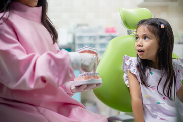 Little Asian girls teeth are healthy in the Dental office. Dental care, Dentist care.
