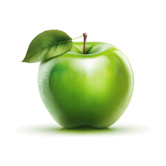 Green apple on a white background. Flat vector illustration
