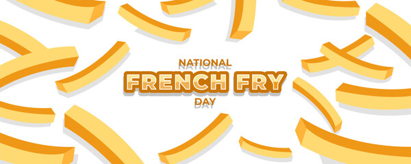 National French Fry Day on 13 July Banner Background. Horizontal Banner Template Design. Vector Illustration