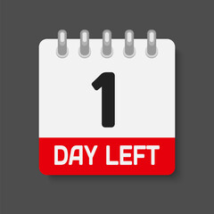 Countdown daily page calendar icon - 1 day left