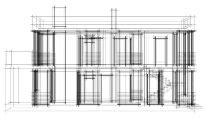 Modern architecture building 3d rendering