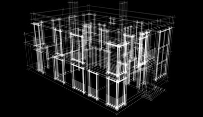 Modern architecture building 3d rendering