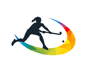 Field hockey sport graphic for use as a template for flyer or for use in web design.