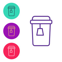 Set line Cup of tea icon isolated on white background. Set icons colorful. Vector