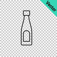 Black line Bottle of water icon isolated on transparent background. Soda aqua drink sign. Vector