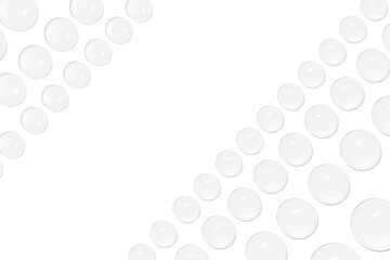 Drops of transparent gel or water in rows. No background. PNG