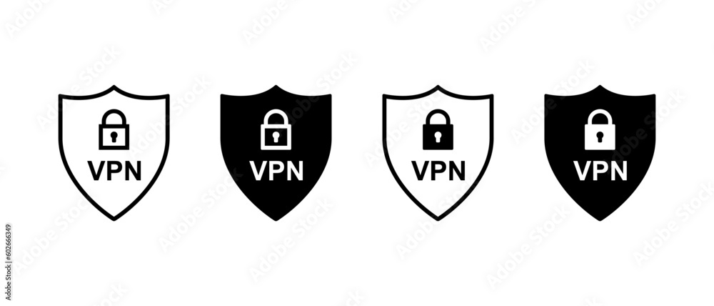 Fototapete VPN vector icon set. Protection internet network connection. Virtual Private Network symbol