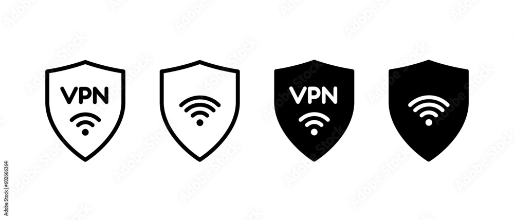 Fototapete vpn vector icon set. shield, safe internet network connection. virtual private network symbol