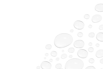 Drops of transparent gel or water in different sizes. PNG