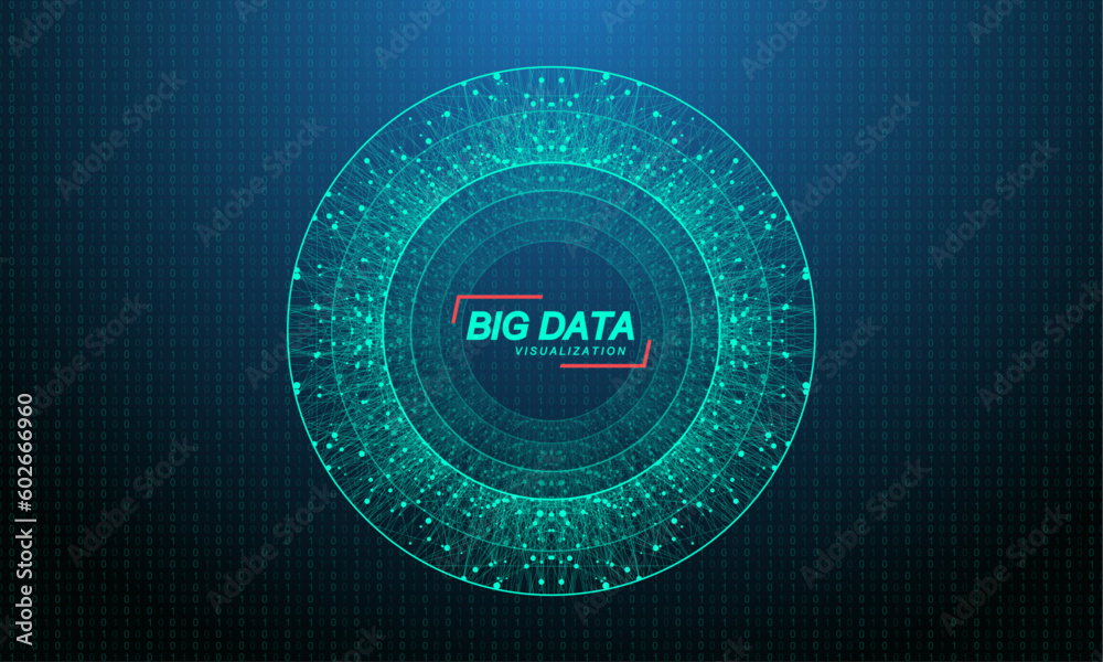 Aufkleber Big Data Visualization Logo Template concept. Quantum Computing Technology. Artificial Intelligence. IOT Banner. Blockchain technology. Futuristic vector.