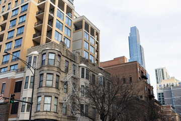 Old and Modern Buildings in River North Chicago