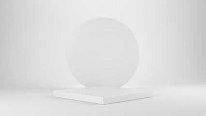 White Pedestal on White background, Blank Pedestal minimal concept template 