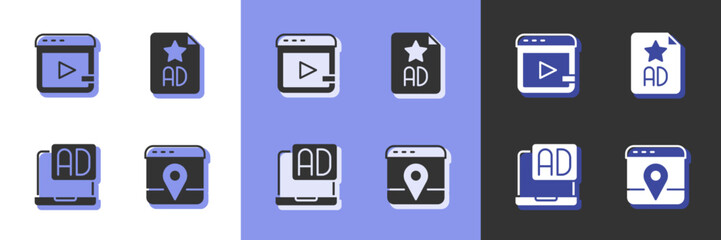 Set Infographic of city map, Video advertising, Advertising and icon. Vector