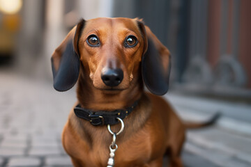 Portrait of a dachshund. Cute dog.  digital  art	
