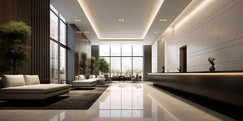 Fototapeta na wymiar Elegant Modern Lobby Interior Design AI Generated Generative AI