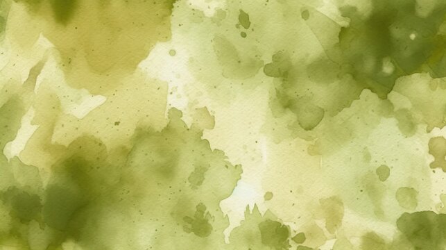 Light green brown abstract watercolor pattern. Olive khaki color. Art background for design. Dirty. Grunge. Daub, stain, spot, blot, splash