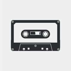 Retro compact audio cassette vector illustration isolated on white background.