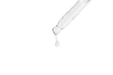 A flowing transparent gel from an eyedropper. Without background. PNG