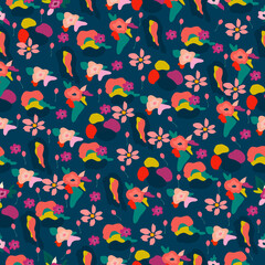Floral pattern in the many kind of flowers.seamless flower pattern.Design for printing, fabric ,cover book, fabric flower fashion ,packaging.Spring flower Season.Colourful season