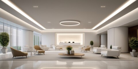 Elegant Modern Lobby Interior Design AI Generated Generative AI