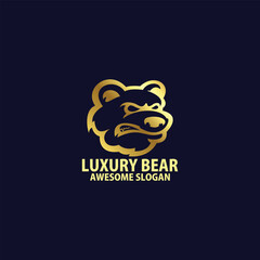 bear angry with luxury logo design line art