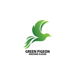 green pigeon logo design gradient color