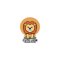 cute lion logo design mascot