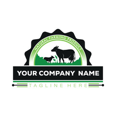 Farm animal logo design template. Cow, sheep, goat, goat, sheep. Vector.