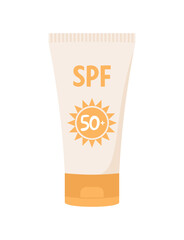 A tube of sunscreen cream isolated on a white background. Flat vector illustration