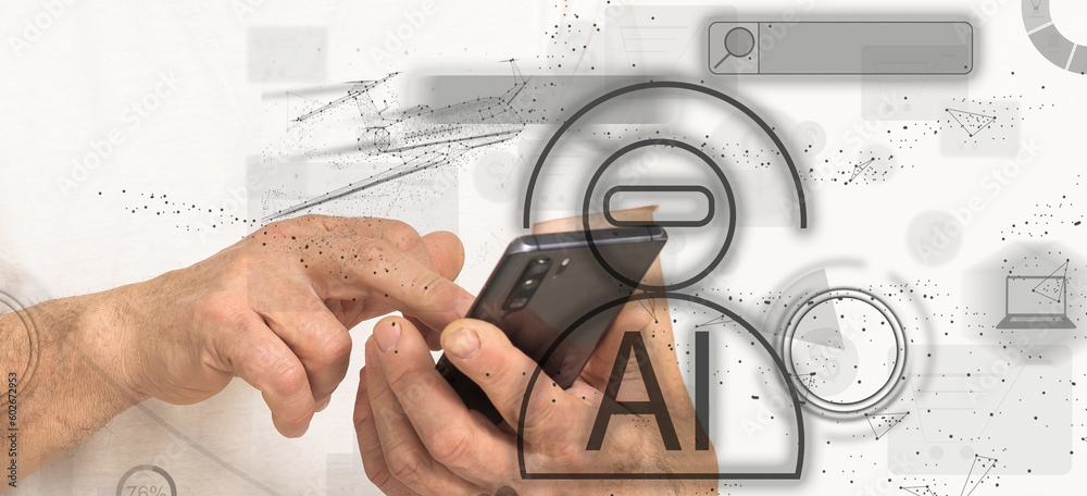 Poster artificial intelligence ai and crm software automation technology.business use ai smart technology s