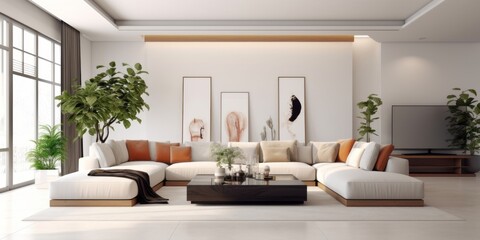 Fototapeta na wymiar Contemporary Stylish Living Room Design AI Generated Generative AI