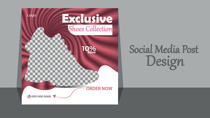 Modern exclusive shoes collections social media post design template. vector illustration .