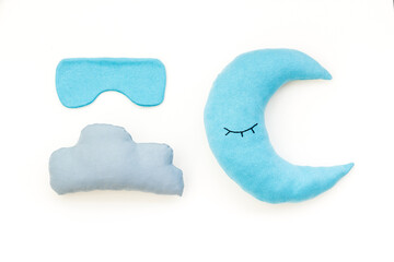 Soft moon pillow with sleep mask for good night