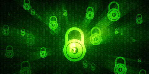 2d illustration Safety concept: Closed Padlock on digital background