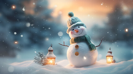 Obraz premium 冬の雪だるま| Winter snowman,Generative AI 
