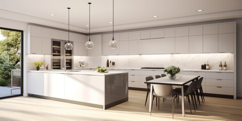 Sleek Modern Kitchen Interior Design AI Generated Generative AI