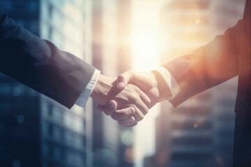 Businessman shake hand. Generative AI