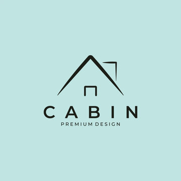 line art cabin logo vector minimalist illustration design, inn logo design