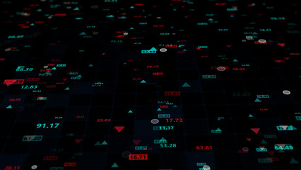 3d rendering of stock market data on a dark background