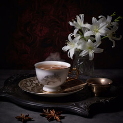 Obraz premium Vanilla tea. Generative AI.