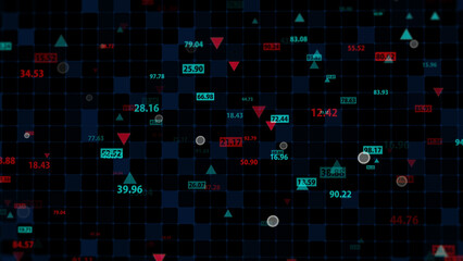 3d rendering of stock market data on a dark background
