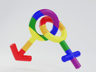 3D rendering sex symbol. Male and female sign.