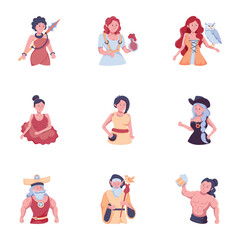 Collection of Fantasy Persons Flat Icons 

