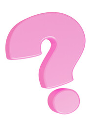 Pink glossy question mark. Png questionmark. PNG, 3D render.