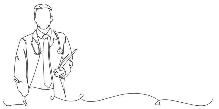 recommend clip art: Doctor line art style vector illustration
