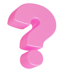 Pink glossy question mark. Png questionmark. PNG, 3D render.