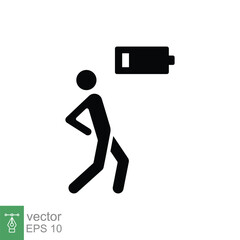 Tiredness icon. Simple solid style. Tired person, burnout, fatigue, sick, battery energy low charge concept. Black silhouette, glyph symbol. Vector illustration isolated on white background. EPS 10.